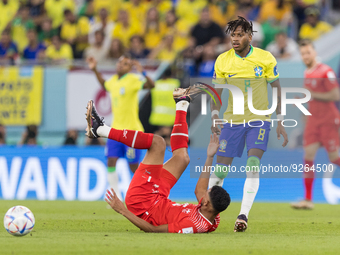 Djibril Sow , Fred  during the World Cup match between Brasil vs Switzerland, in Doha, Qatar, on November 28, 2022. (