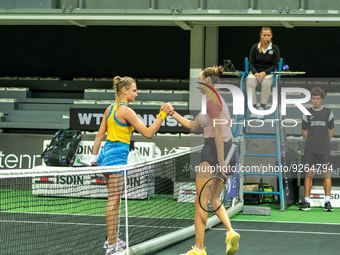 Dayana Yastremska of Ukraine in action against Nignia Abdouraimova of Uzbekistan during the Credit Andorra Open Women's Tennis Association (...