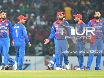 Afghanistan team during the final one-day international cricket match between Sri Lanka and Afghanistan at the Pallekele International Crick...