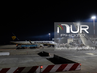 A Ryanair Boeing 737-800 airplane at Treviso A. Canova International Airport (TSF) in Treviso, Italy, on November 27, 2022. (
