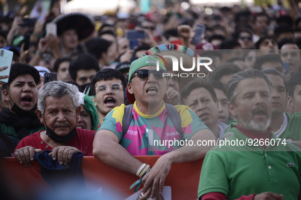 November 30, 2022, Mexico City, Mexico: Mexican fans attend the FIFa Fan Fest at the Revolution Monument to support the Mexican team in the...