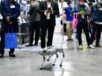 An Unitree Go1 robot dog walks at the Thailand Smart City Expo on December 1, 2022, in Bangkok, Thailand. (
