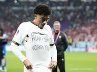 Zakaria Aboukhlal right winger of Morocco and FC Toulouse  celebrates victory after the FIFA World Cup Qatar 2022 Group F match between Cana...