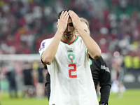 Achraf Hakimi right-back of Morocco and Paris Saint-Germain celebrates victory after the FIFA World Cup Qatar 2022 Group F match between Can...