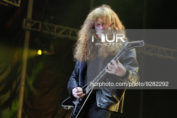 December 04, 2022, Toluca, Mexico: Guitarist  Dave Mustaine of the Megadeth American thrash metal band  performs on stage during  the third...