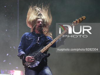 December 04, 2022, Toluca, Mexico: Dirk Verbeuren of the Megadeth American thrash metal band  performs on stage during  the third day of the...
