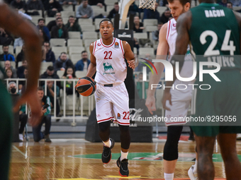 Athens, Greece. 8th December 2022. Davon Hall  , #22 of EA7 Emporio Armani Milan in action during the 2022/2023 Turkish Airlines EuroLeague...