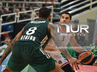 Athens, Greece. 8th December 2022. Naz Mitrou-Long , #3 of EA7 Emporio Armani Milan in action during the 2022/2023 Turkish Airlines EuroLeag...