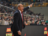 Athens, Greece. 8th December 2022.   Ettore Messina coach of EA7 Emporio Armani Milan reacts during the 2022/2023 Turkish Airlines EuroLeagu...