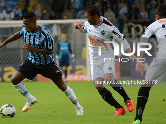 PORTO ALEGRE - April 27- Matheus and Biteco in the match between Gremio and Atletico MG, corresponding to the second round of the Brazilian...
