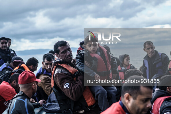  Migrants approach the coast of the northeastern Greek island of Lesbos on Thursday, Nov. 28, 2015. About 5,000 migrants are reaching Europe...