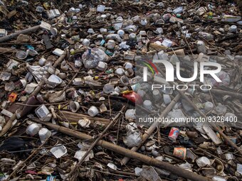 A view of a river covered by garbage in Bogor, West Java, Indonesia, on Wednesday, December 17, 2022. The Earth is literally covered in wate...