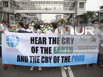 Thousands of Participants take part in Climate March action at Sudirman-Thamrin Street Jakarta, on November 29, 2015. The action is part of...