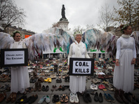 Action among thousands of shoes symbolising the hundred-of-thousands of people who were expected to attend the banned climate march during t...