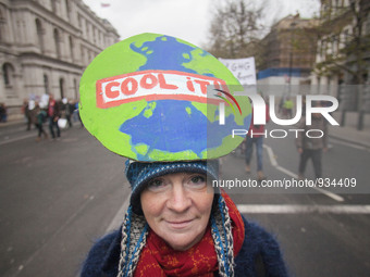 More than 60 thousand people rally along the street of central London, on November 29, 2015 taking part to the demostration against the clim...
