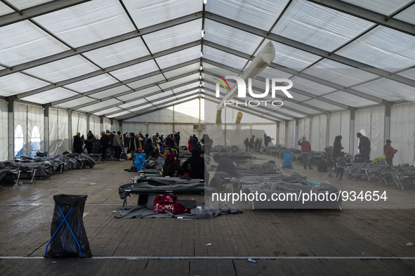The refugee camp of Sentilj empties while migrants make their way to Austria, the next leg of their journey on November 29, 2015. 