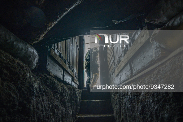 An ukrainian soldier returns to the frontline after taking a rest in his unit underground shelter in Zaporizhia region, Ukraine. 