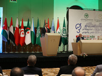 Minister of Vocational Training, Nasreddine Nsibi Tunisie (L), during the opening of the Third Conference of Ministers of Leaders Responsibl...