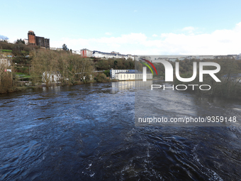 Due to the intense rains, which registered 35 liters per square meter in a single day, the Mino River looks overflowing in the city of Lugo....