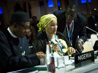 President Muhammadu Buhari with Amina Mohammed, Minister of Environment at the openning of the UN Climate Change Conference COP 21, in Paris...