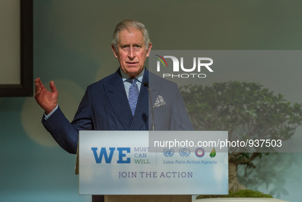 Britain's Prince Charles, The Prince of Wales delivers a speech on Forests as part of the United Nations conference on climate change COP21,...