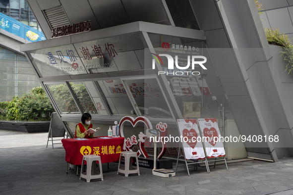 A Blood donation counter on January 8, 2023 in Shenzhen, China. China today lifts its requirement for inbound travelers to undergo a mandato...