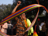 A participant dressed in rainbow colors takes part in the annual Delhi Queer Pride March, an event promoting lesbian, gay, bisexual and tran...