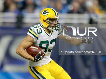 Green Bay Packers wide receiver Jeff Janis (83) runs the ball during the second half of an NFL football game against the Detroit Lions in De...