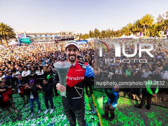 DI GRASSI Lucas (bra), Mahindra Racing, Spark-Mahindra, Mahindra M9-Electro, portrait podium during the 2023 Mexico City ePrix, 1st meeting...