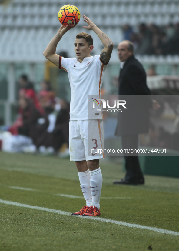 Lucas Digne during the Seria A match  between Torino FC and AS Roma at the olympic stadium of turin on december 5, 2015 in torino, italy.  