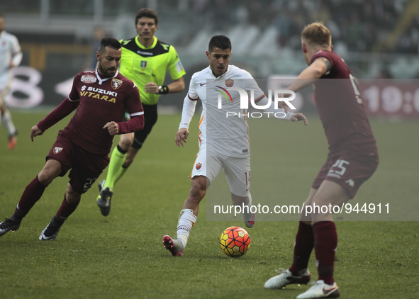 Fabio Quagliarella and Iago Falque during the Seria A match  between Torino FC and AS Roma at the olympic stadium of turin on december 5, 20...