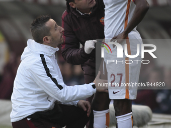 Gervinho's injury during the Seria A match  between Torino FC and AS Roma at the olympic stadium of turin on december 5, 2015 in torino, ita...