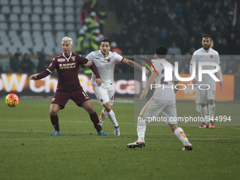 Maxi Lopez and Alessandro Florenzi during the Seria A match  between Torino FC and AS Roma at the olympic stadium of turin on december 5, 20...