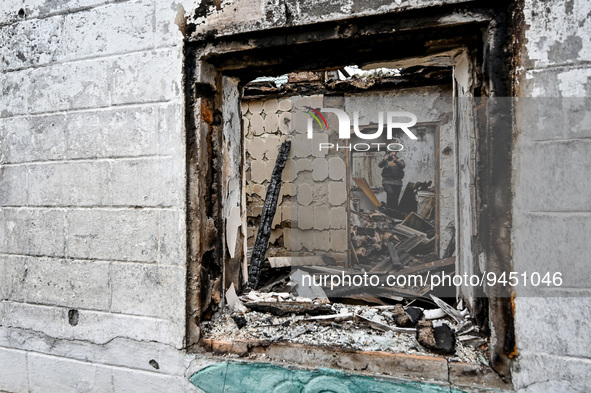 HULIAIPOLE, UKRAINE - JANUARY 14, 2023 - A house shows damage caused by the shelling of Russian troops, Huliaipole, Zaporizhzhia Region, sou...
