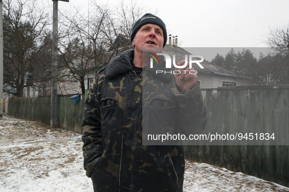 YAHIDNE, UKRAINE - JANUARY 14, 2023 - A local resident is pictured on a street in Yahidne village, Chernihiv Region, northern Ukraine. Durin...