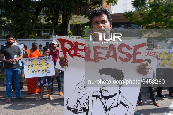 Inter-University Student Federation (IUSF) during a protest in Infront of the United Nations (UN) office, They Demand the release of Wasanth...