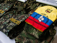 Colombian police General Henry Sanabria gives a press conference in Bogota, Colombia, after Colombian transit police ceased firearms and FAR...