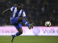 Porto's Cameroonian forward Vincent Aboubakar jumps during the Premier League 2015/16 match between FC Porto and FC Pacos Ferreira, at Dragã...