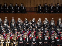 Hong Kong judges in wigs and robes during the Ceremonial Opening of Legal Year 2023 inside City Hall on January 16, 2023 in Hong Kong, China...