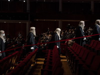 Hong Kong judges in wigs and robes leaving after the Ceremonial Opening of Legal Year 2023 inside City Hall on January 16, 2023 in Hong Kong...