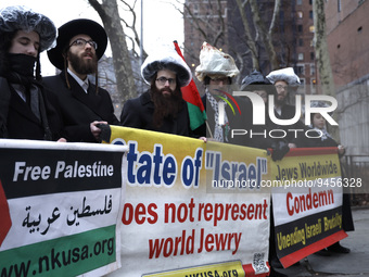 Demonstrators representing Jewish and Palestinian organizations cite demands for the release of political prisoners held by the State of Isr...