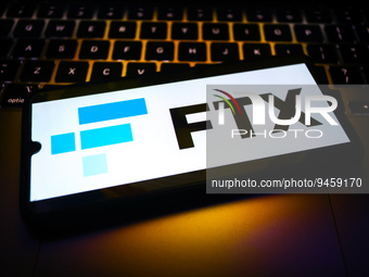 FTX logo is screened for illustration photo. Krakow, Poland on January 18, 2023. (