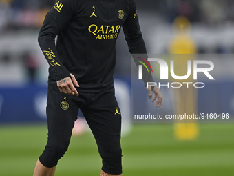 Paris Saint-Germain's Sergio Ramos attends a team training session at Khalifa International Stadium in Doha ,Qatar on 18 January 2023. (