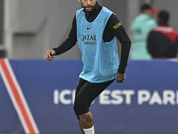 Paris Saint-Germain's Neymar Jr attends a team training session at Khalifa International Stadium in Doha ,Qatar on 18 January 2023. (
