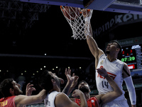 SPAIN, Madrid: Real Madrid's Mexican player Gustavo Ayon during does a dunk the Liga Endesa Basket 2015/16 match between Real Madrid and UCA...