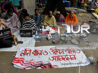 Activist are seen protesting with placards as they demand relief for the environmental refugees of Joshimath village , where over 500 famili...
