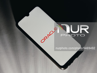 In this photo illustration an Oracle logo is displayed on a smartphone screen in Athens, Greece on January 20, 2023. (