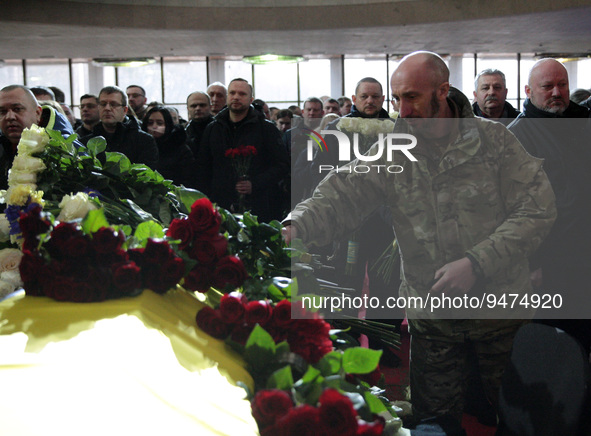 KYIV, UKRAINE - JANUARY 21, 2023 - People pay their last respects to the leadership of the Ukrainian Ministry of Internal Affairs who perish...