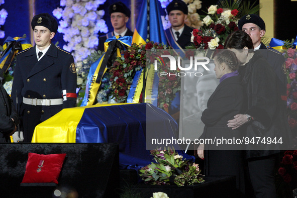 KYIV, UKRAINE - JANUARY 21, 2023 - People pay their last respects to late Minister of Internal Affairs of Ukraine Denys Monastyrskyy during...
