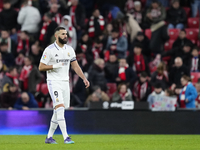 Karim Benzema centre-forward of Real Madrid and France celebrates victory after the LaLiga Santander match between Athletic Club and Real Ma...